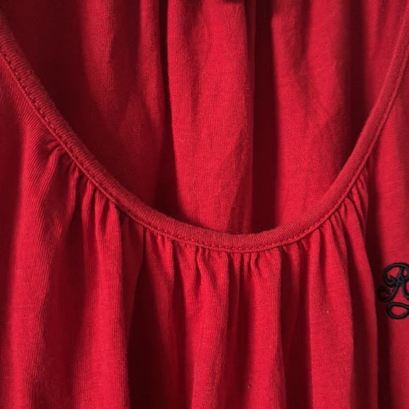 Lauren Ralph Lauren Red & Navy Color Block Cotton Embroidered Monogram Dress - Picture 9 of 9
